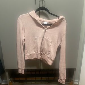 Waffle zip up with hoodie by TNA aritzia